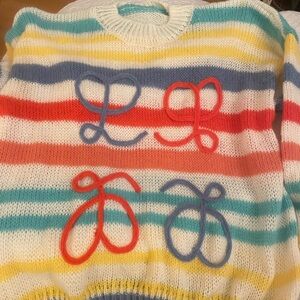 Multicolor Striped Knit Sweater with Playful Loop Embellishments